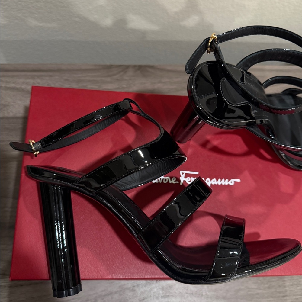 Salvatore Ferragamo Black Multi-Strap High Heel Sandals (size 8) - Picture 2 of 6